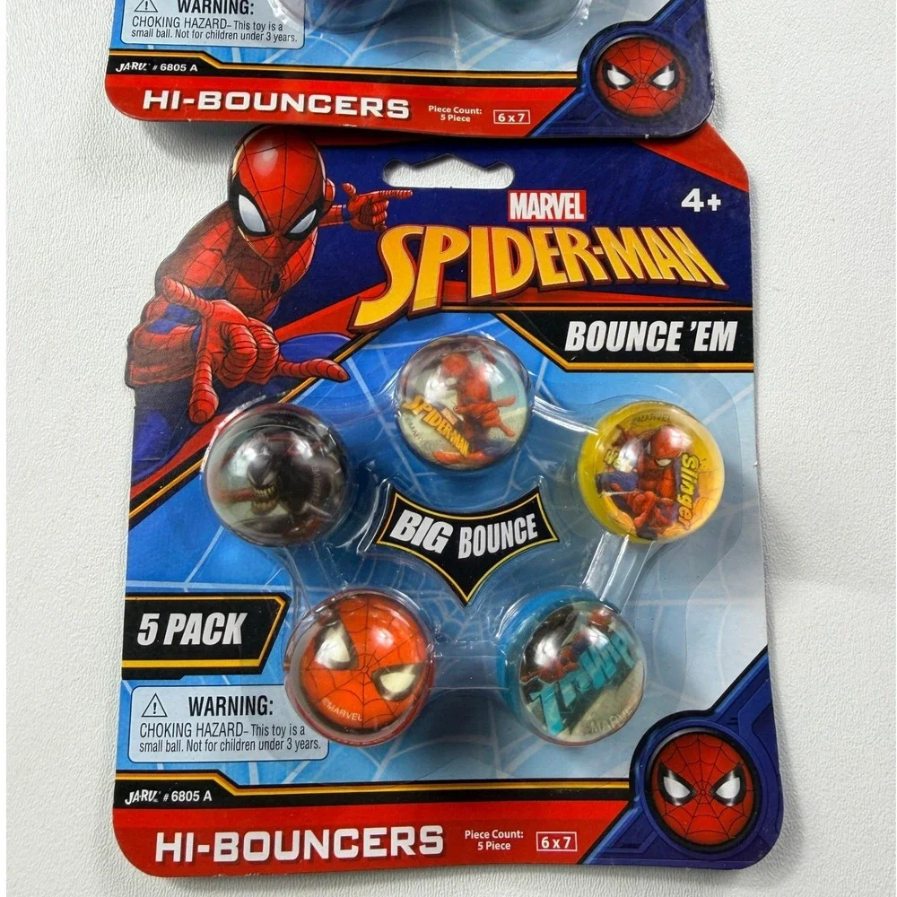 LOT 2 Marvel Spider-Man Hi-Bouncers Bouncy Balls 5 Pack Ja-Ru 6805 A Venom NEW